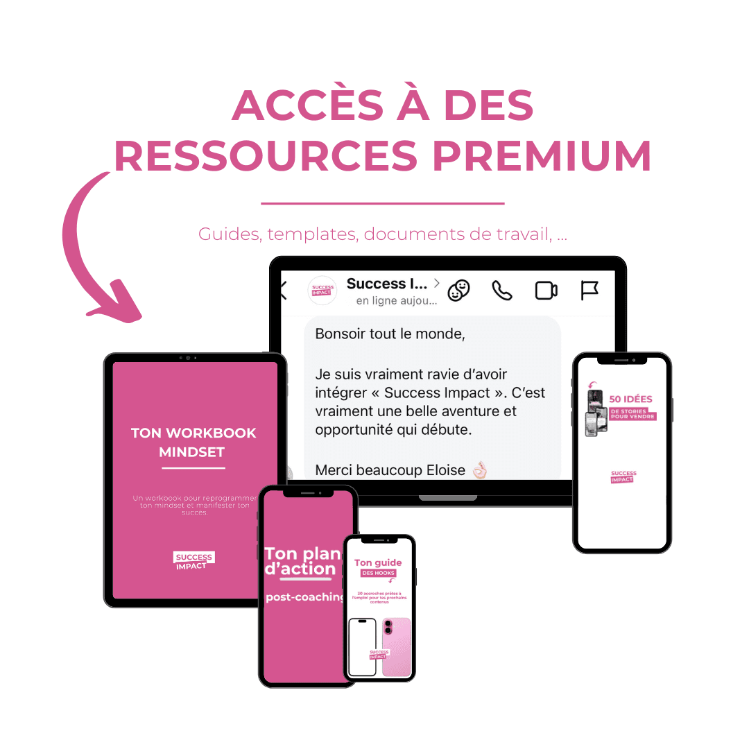 Ressources premium Success Impact - Workbook, guides, templates